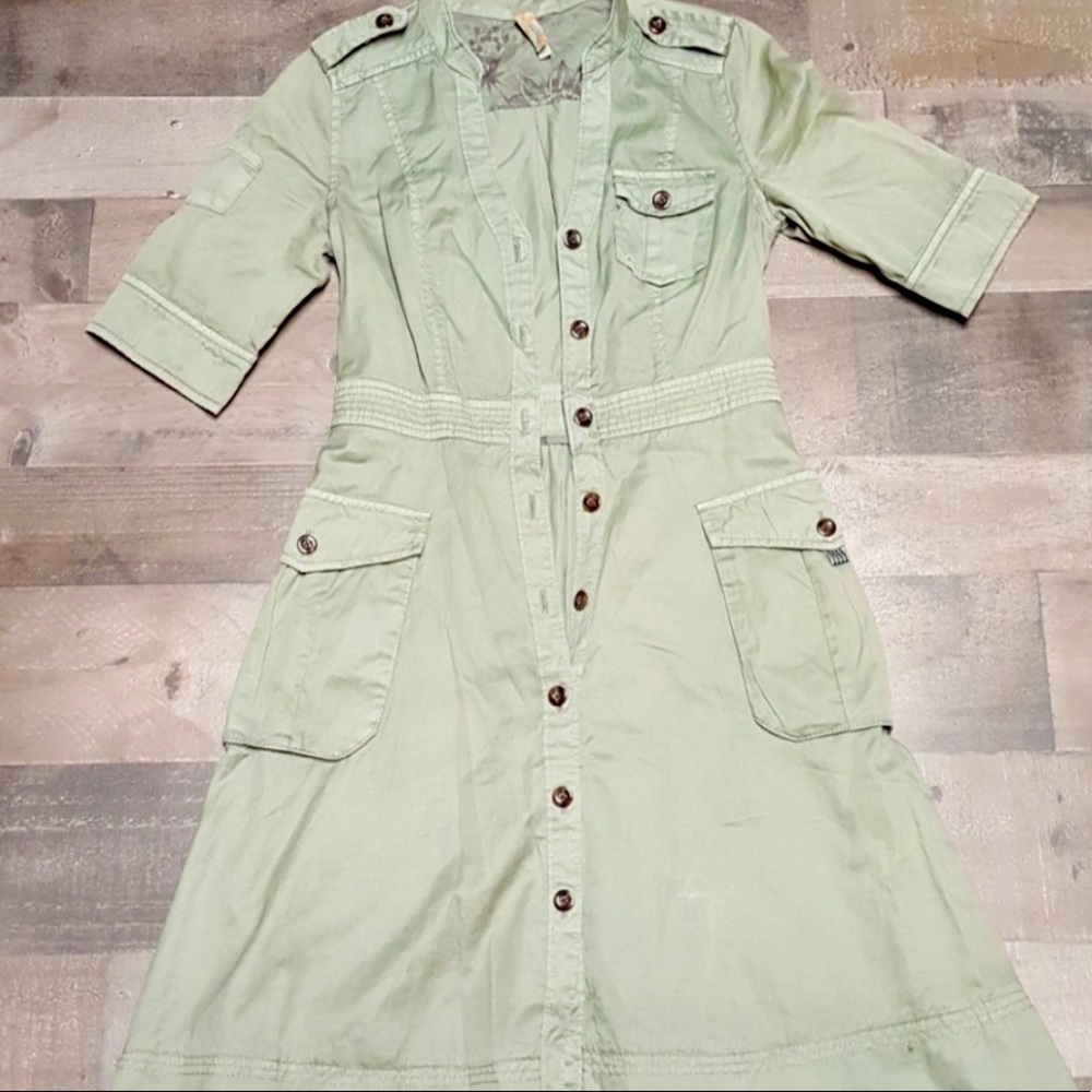 Anthropologie Khaki button down dress